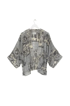 Women One Hundred Stars Ancient Columns Charcoal Kimono