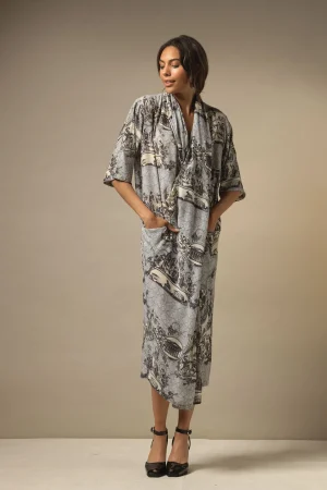 Women One Hundred Stars Ancient Columns Charcoal Rachel Dress