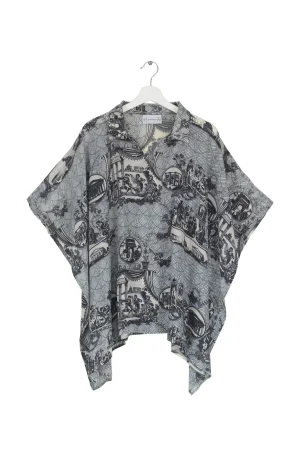 Women One Hundred Stars Ancient Columns Charcoal Tunic Top