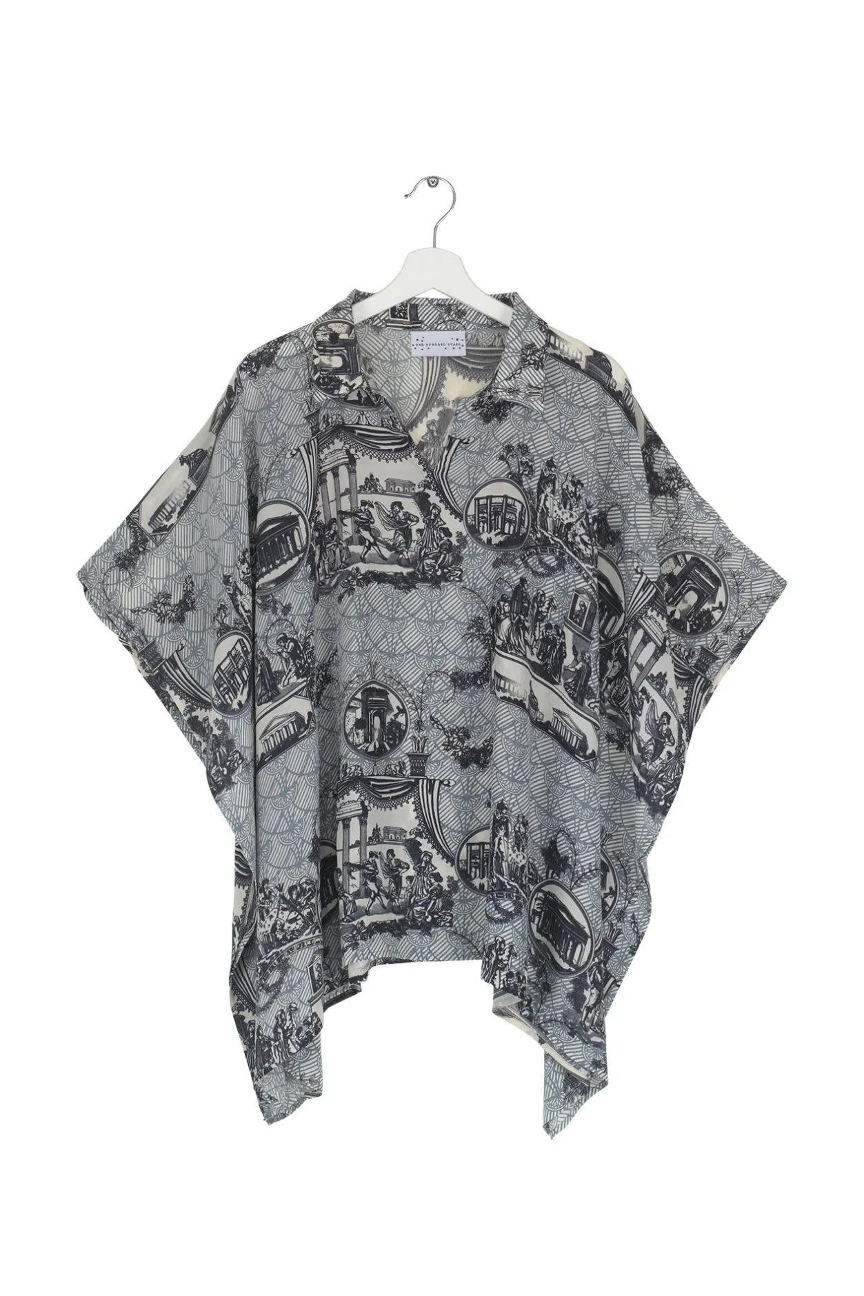 Women One Hundred Stars Ancient Columns Charcoal Tunic Top