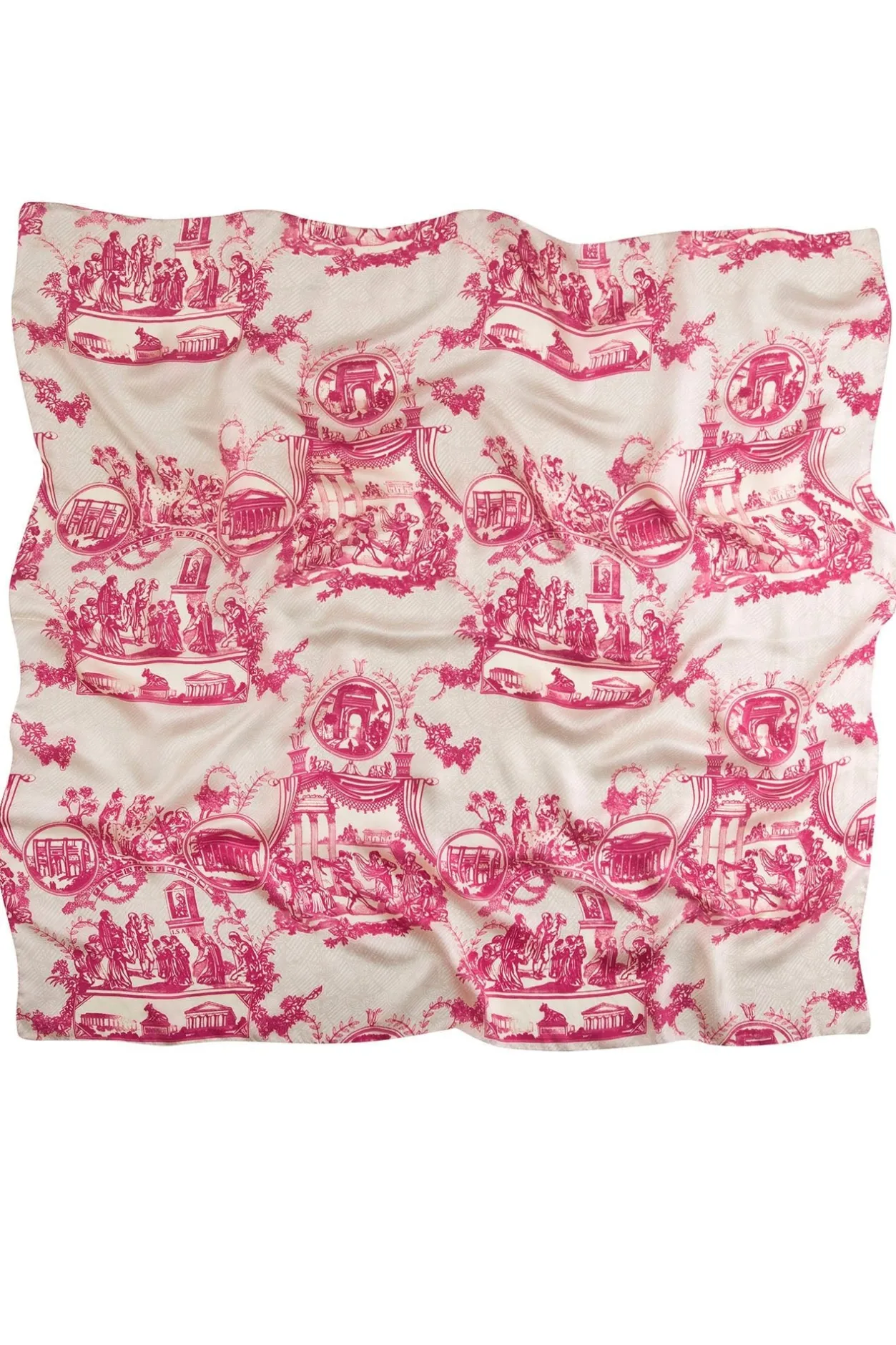 One Hundred Stars Ancient Columns Pink Silk Scarf