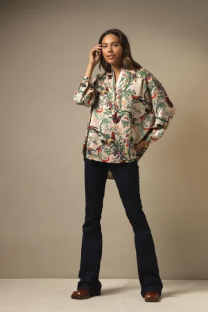 Women One Hundred Stars Chinoiserie Pink Darcy Shirt