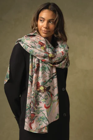 One Hundred Stars Chinoiserie Pink Scarf