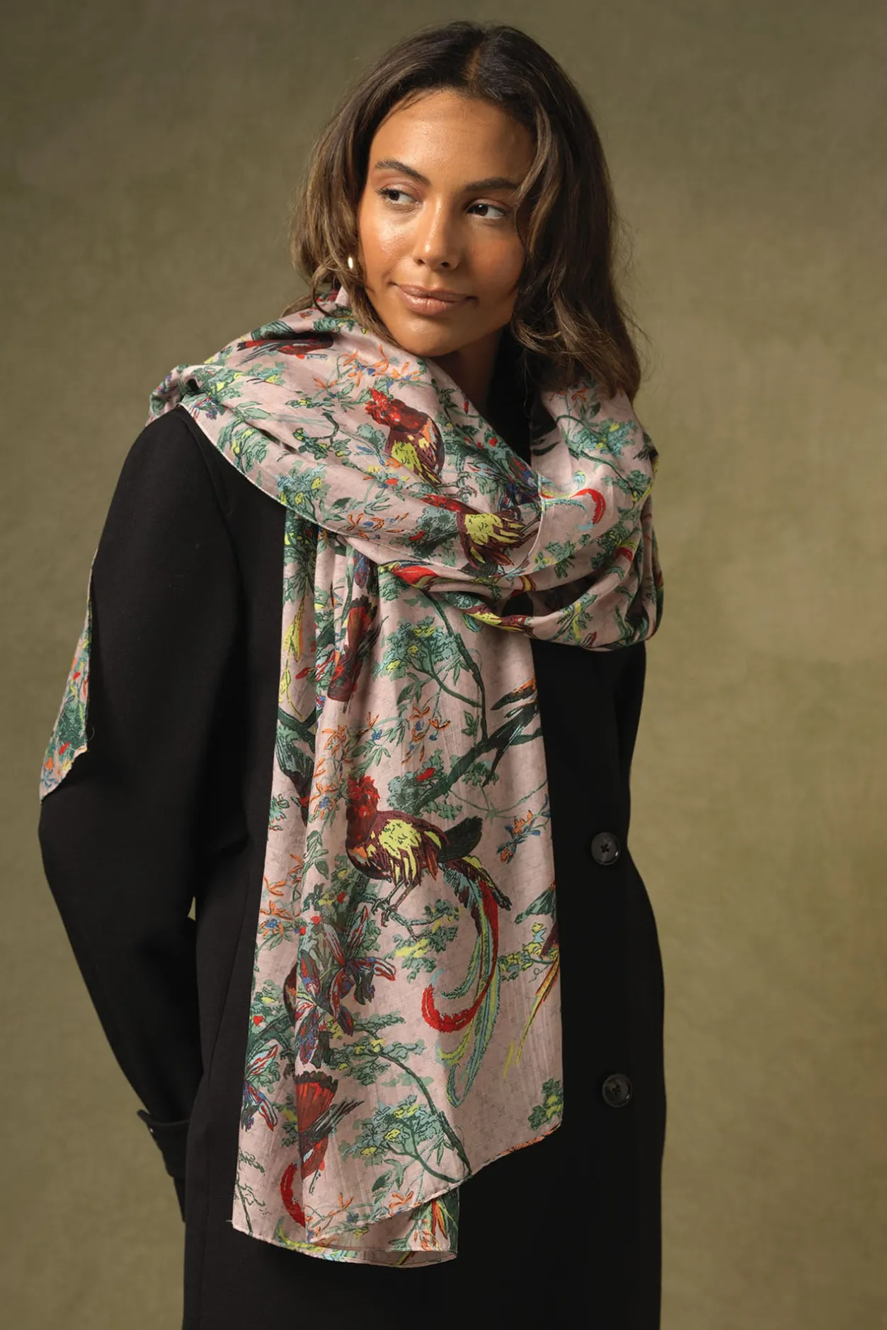 One Hundred Stars Chinoiserie Pink Scarf