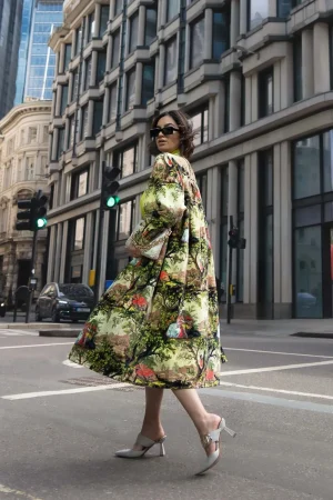 Women One Hundred Stars Country Toile Velvet Duster Coat