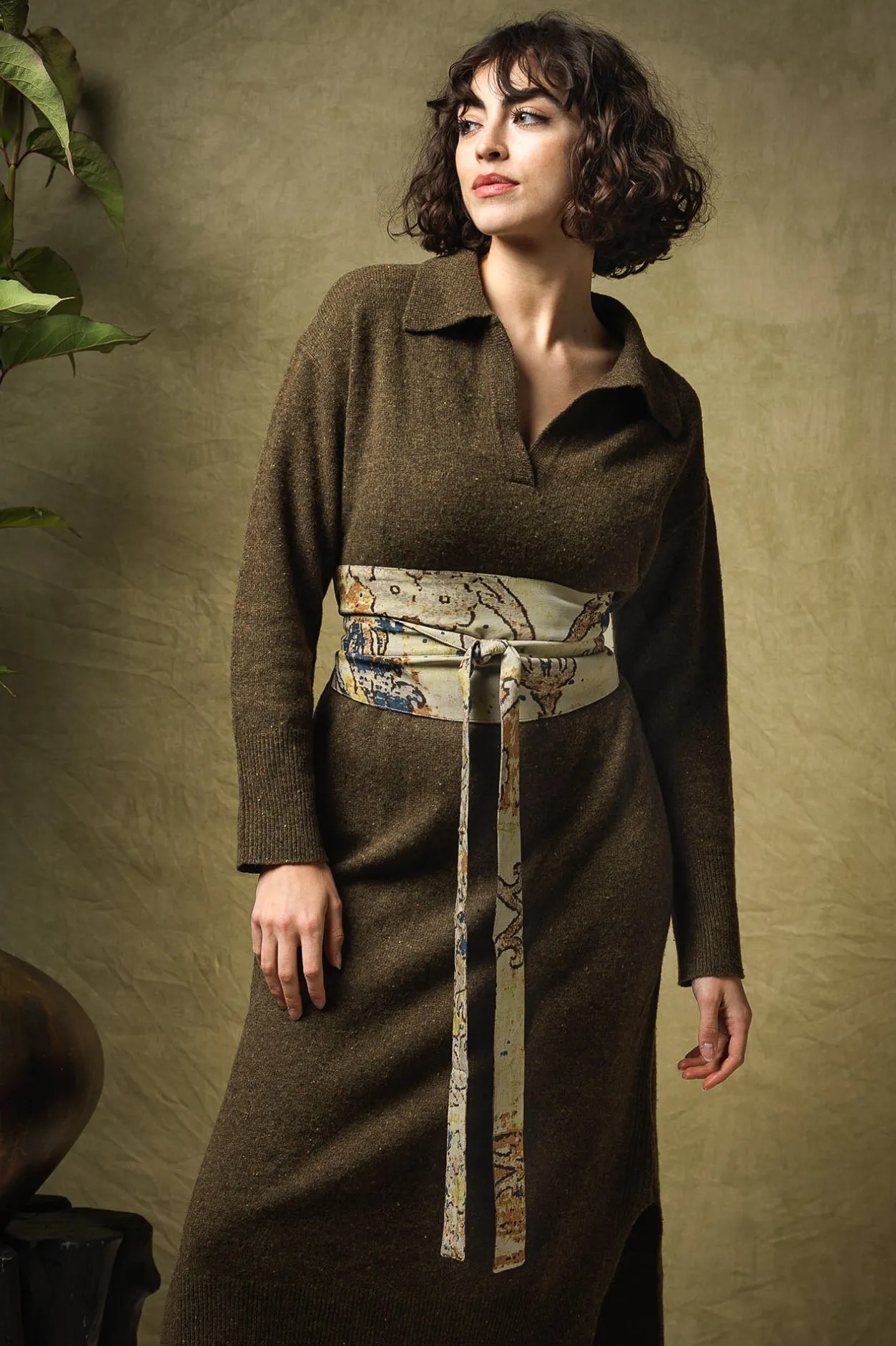 One Hundred Stars Dhurrie Taupe Obi Belt