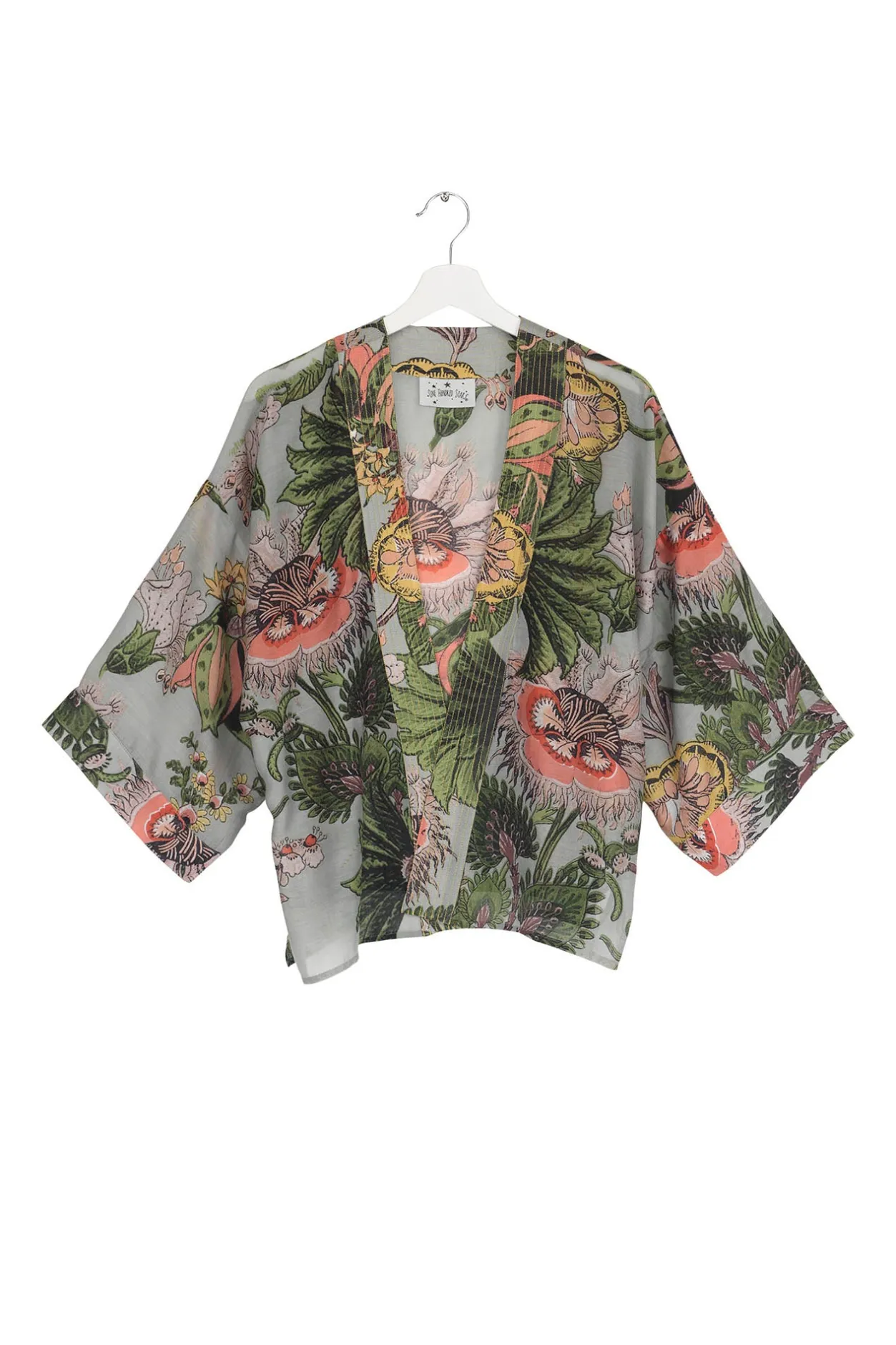 Women One Hundred Stars Eccentric Blooms Putty Kimono