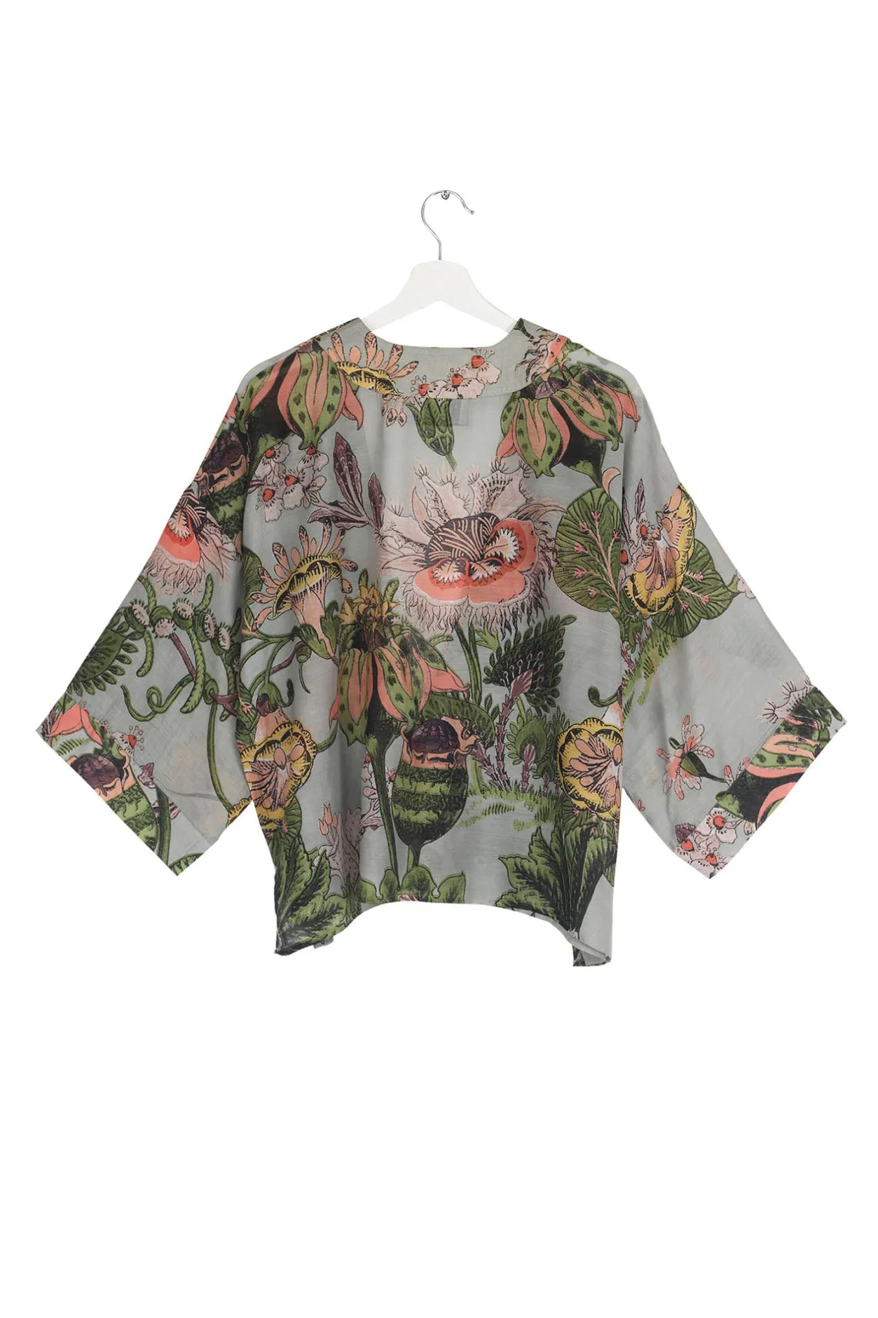 Women One Hundred Stars Eccentric Blooms Putty Kimono