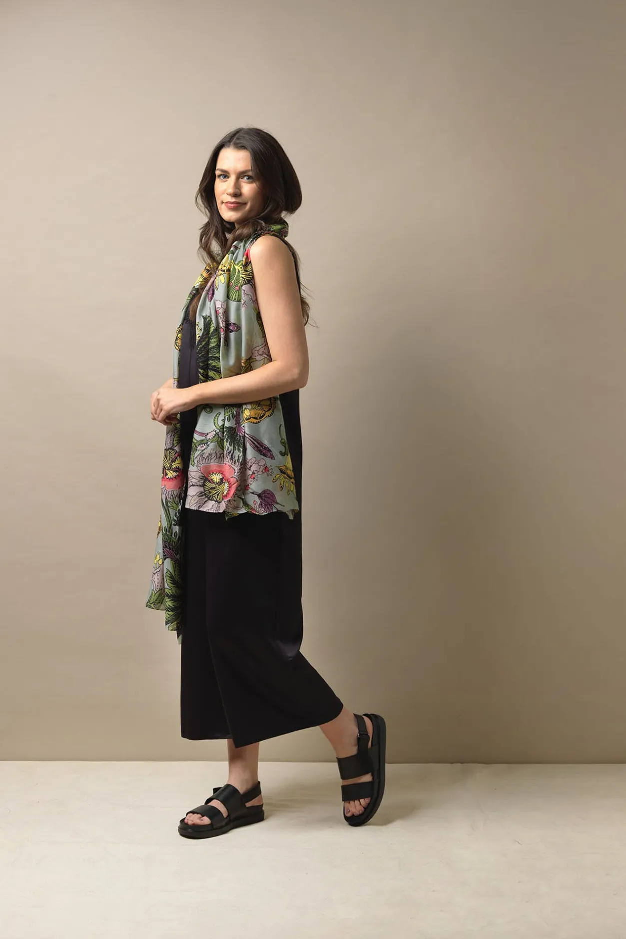 One Hundred Stars Eccentric Blooms Putty Scarf