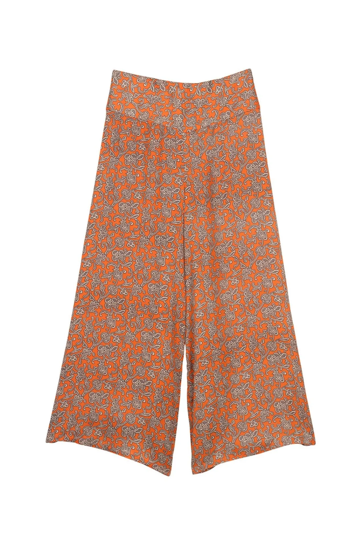 Women One Hundred Stars Floral Paisley Orange Palazzo Pant