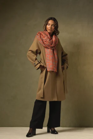 One Hundred Stars Floral Paisley Orange Scarf