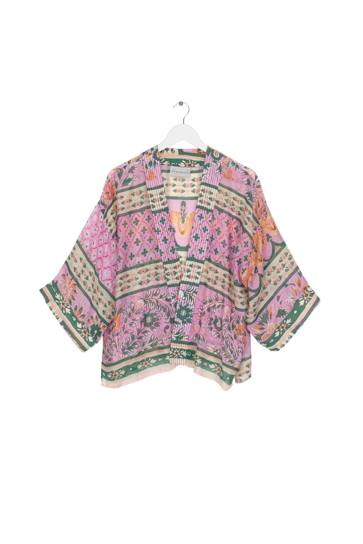 Women One Hundred Stars Folk Flowers Pink Kimono