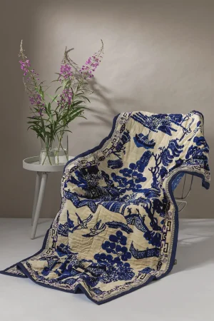 One Hundred Stars Giant Willow Blue Velvet Throw