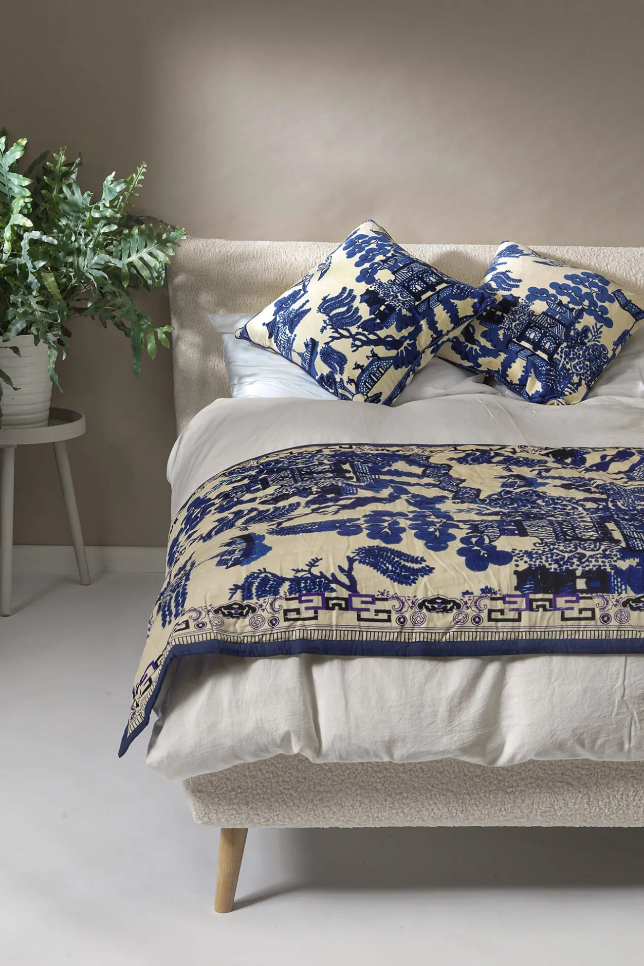 One Hundred Stars Giant Willow Blue Velvet Throw