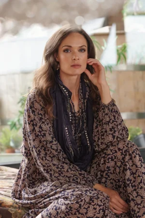 One Hundred Stars Indian Heritage Blue Necklace Scarf