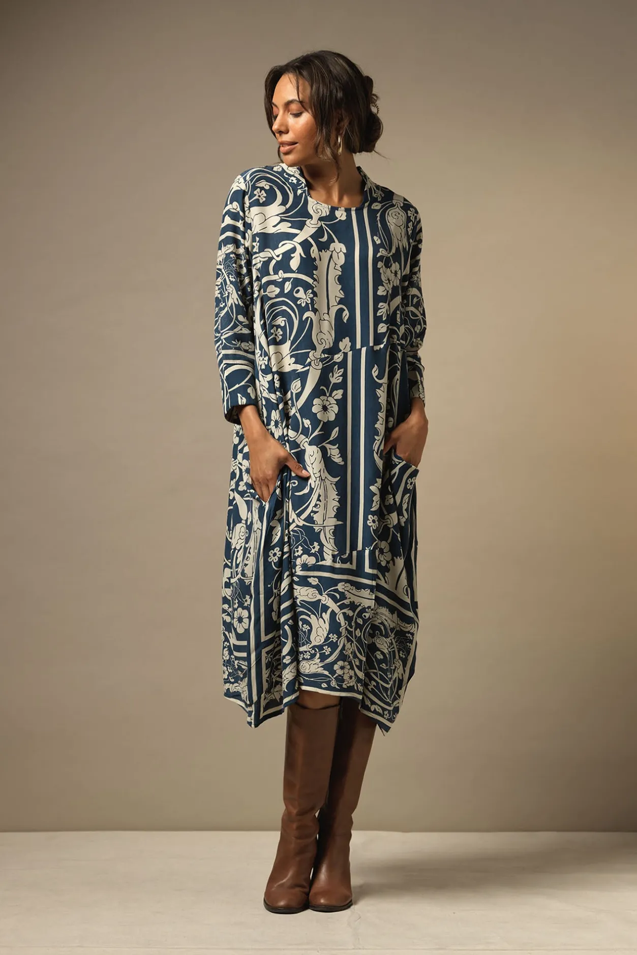 Women One Hundred Stars Jaipur Blue Asymmetric Dress