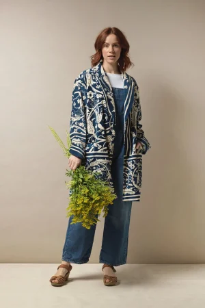 Women One Hundred Stars Jaipur Blue Velvet Boyfriend Jacket