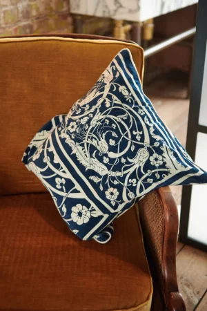 One Hundred Stars Jaipur Blue Velvet Cushion
