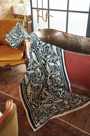 One Hundred Stars Jaipur Blue Velvet Throw