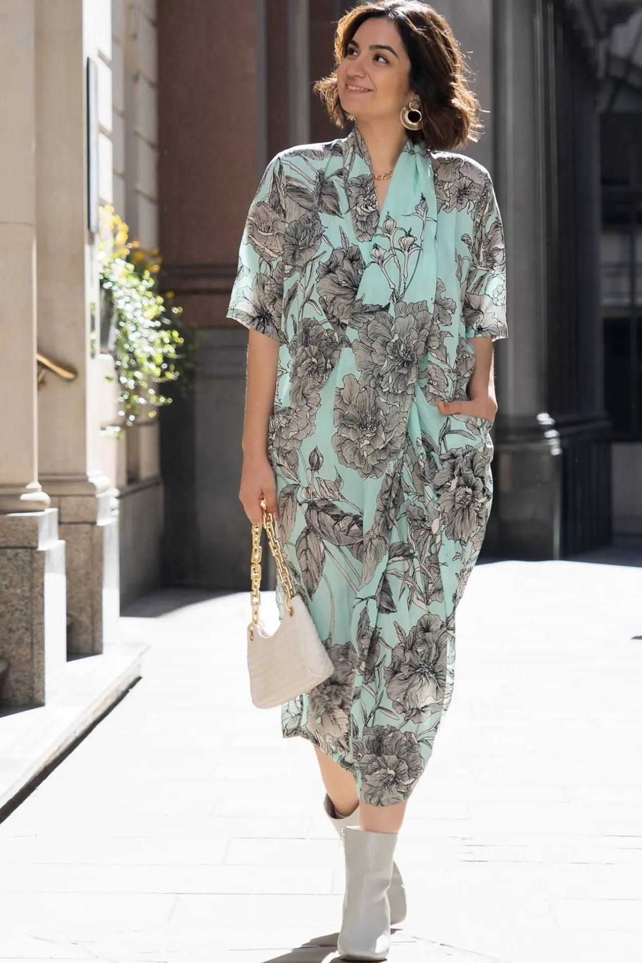 Women One Hundred Stars Kew Etched Floral Aqua Rachel Dress