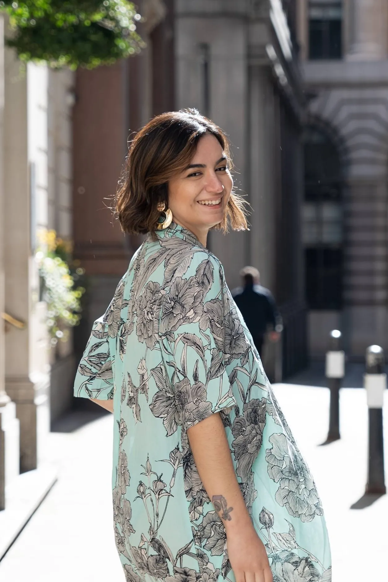 Women One Hundred Stars Kew Etched Floral Aqua Rachel Dress