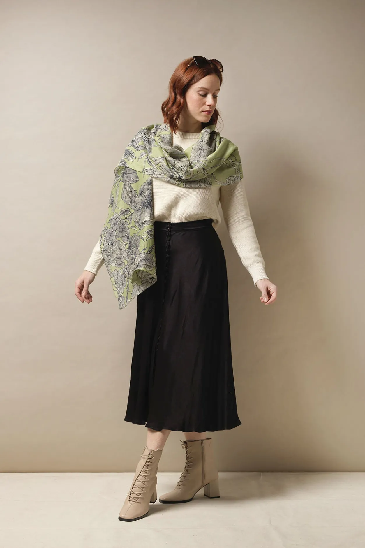 One Hundred Stars Kew Etched Floral Fern Scarf