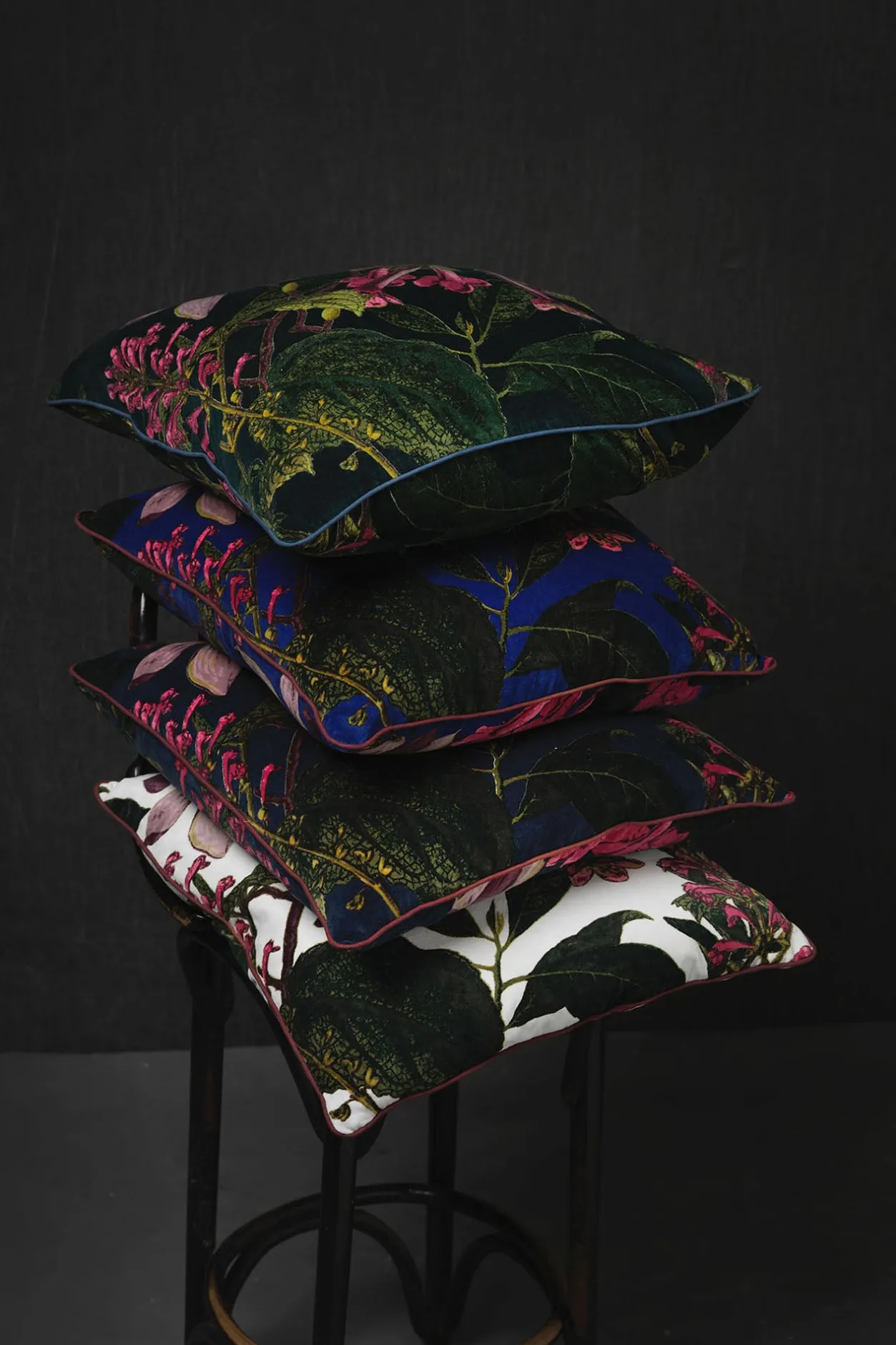 One Hundred Stars Kew Magnolia Purple Velvet Square Cushion