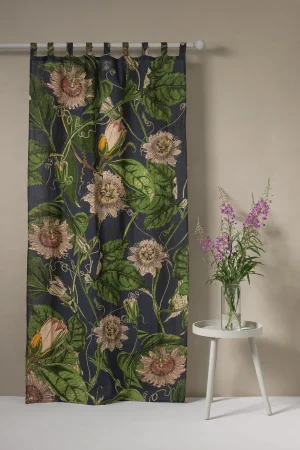 One Hundred Stars Kew Passion Flower Grey Linen Panel