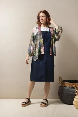 Women One Hundred Stars Kew Protea Grey Kimono