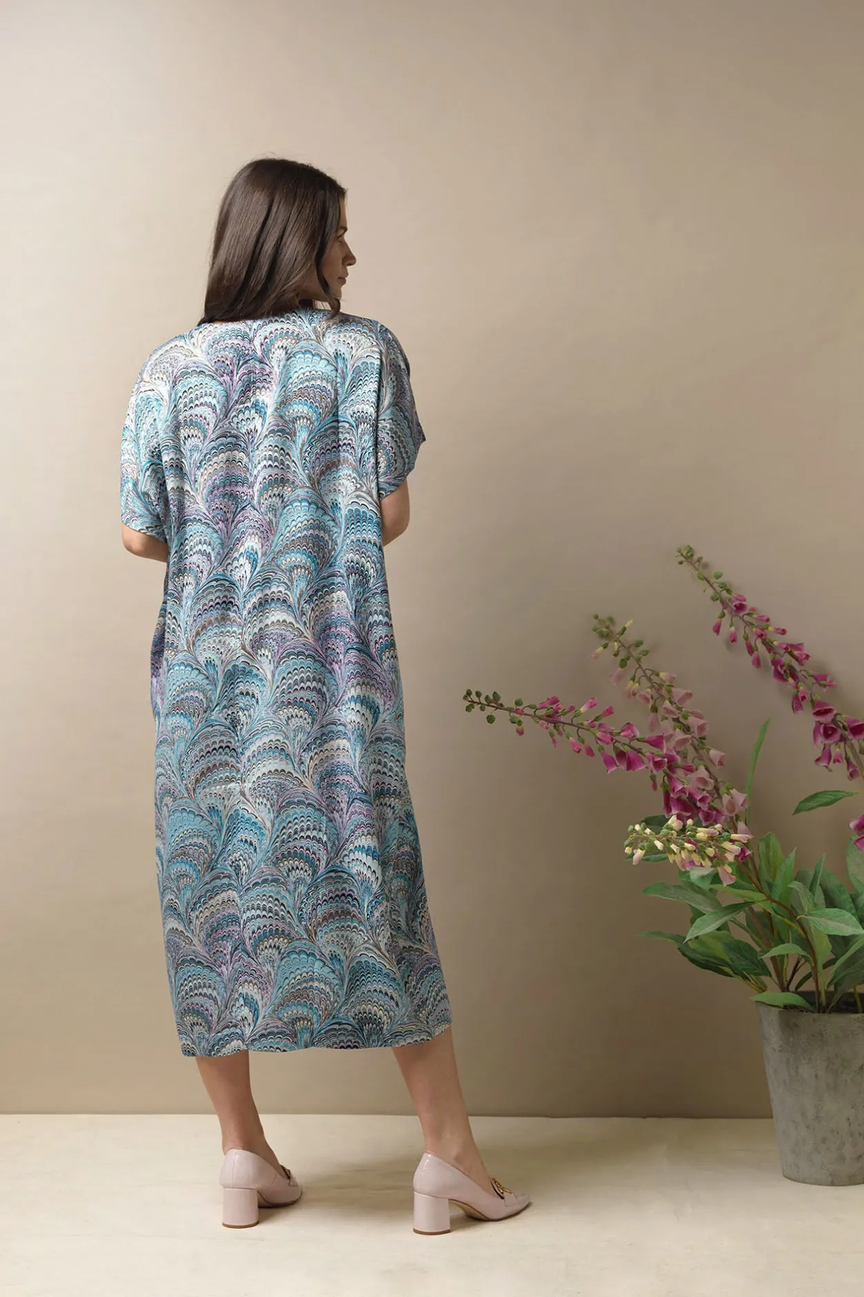 Women One Hundred Stars Marbled Blue Shift Dress