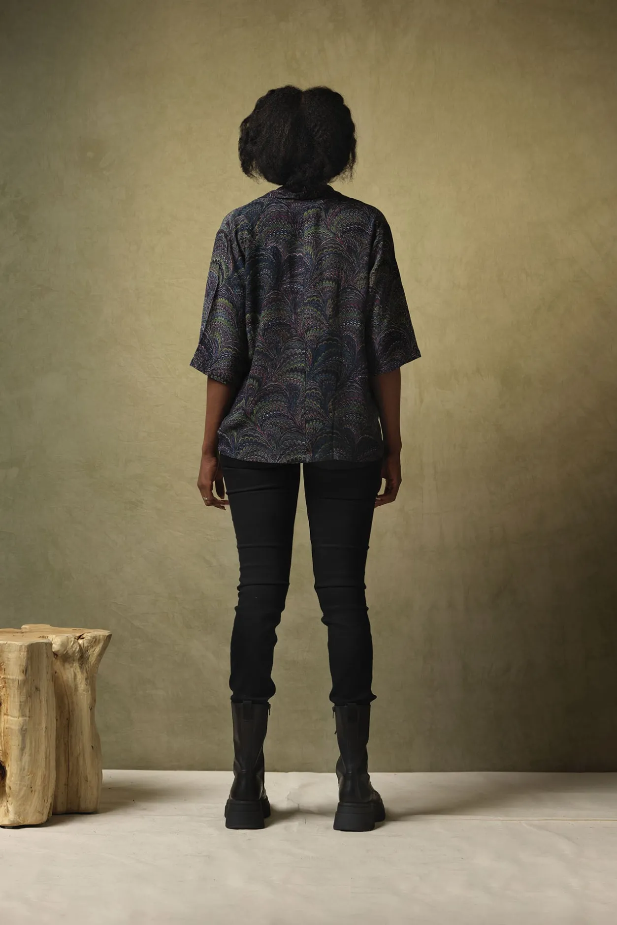 Women One Hundred Stars Marbled Indigo Rachel Top