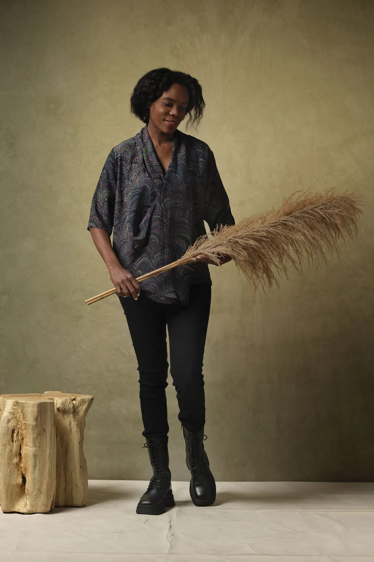 Women One Hundred Stars Marbled Indigo Rachel Top