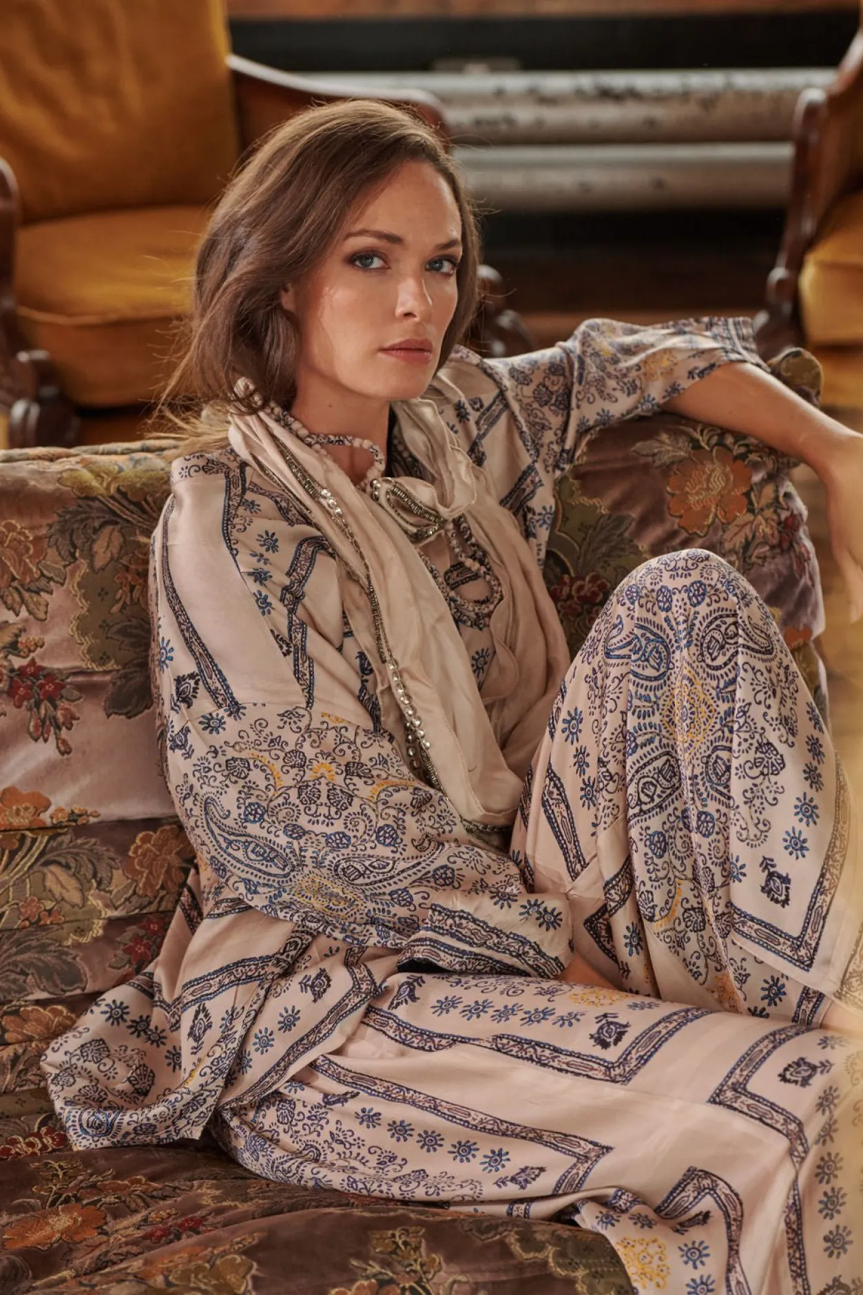 Women One Hundred Stars Mehndi Blue Darcy Shirt