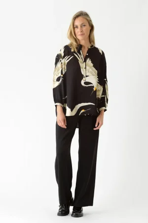 Women One Hundred Stars Stork Black Darcy Shirt