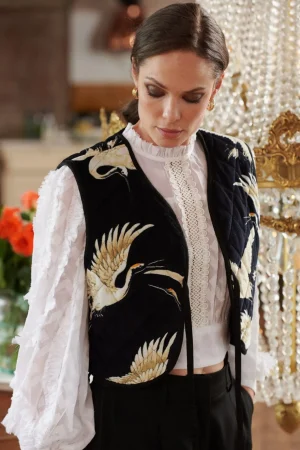 Women One Hundred Stars Stork Black Gilet