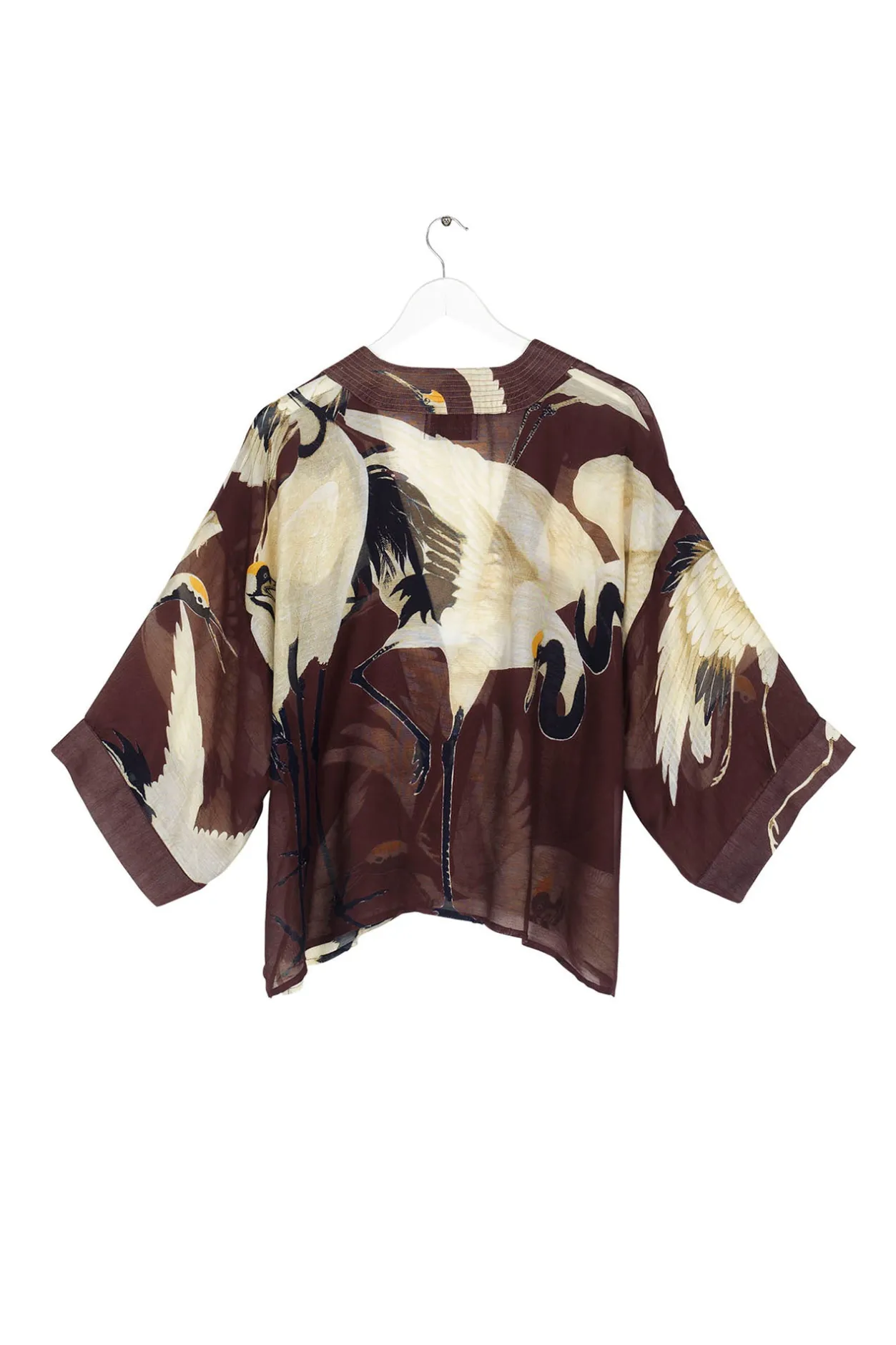 Women One Hundred Stars Stork Burgundy Kimono