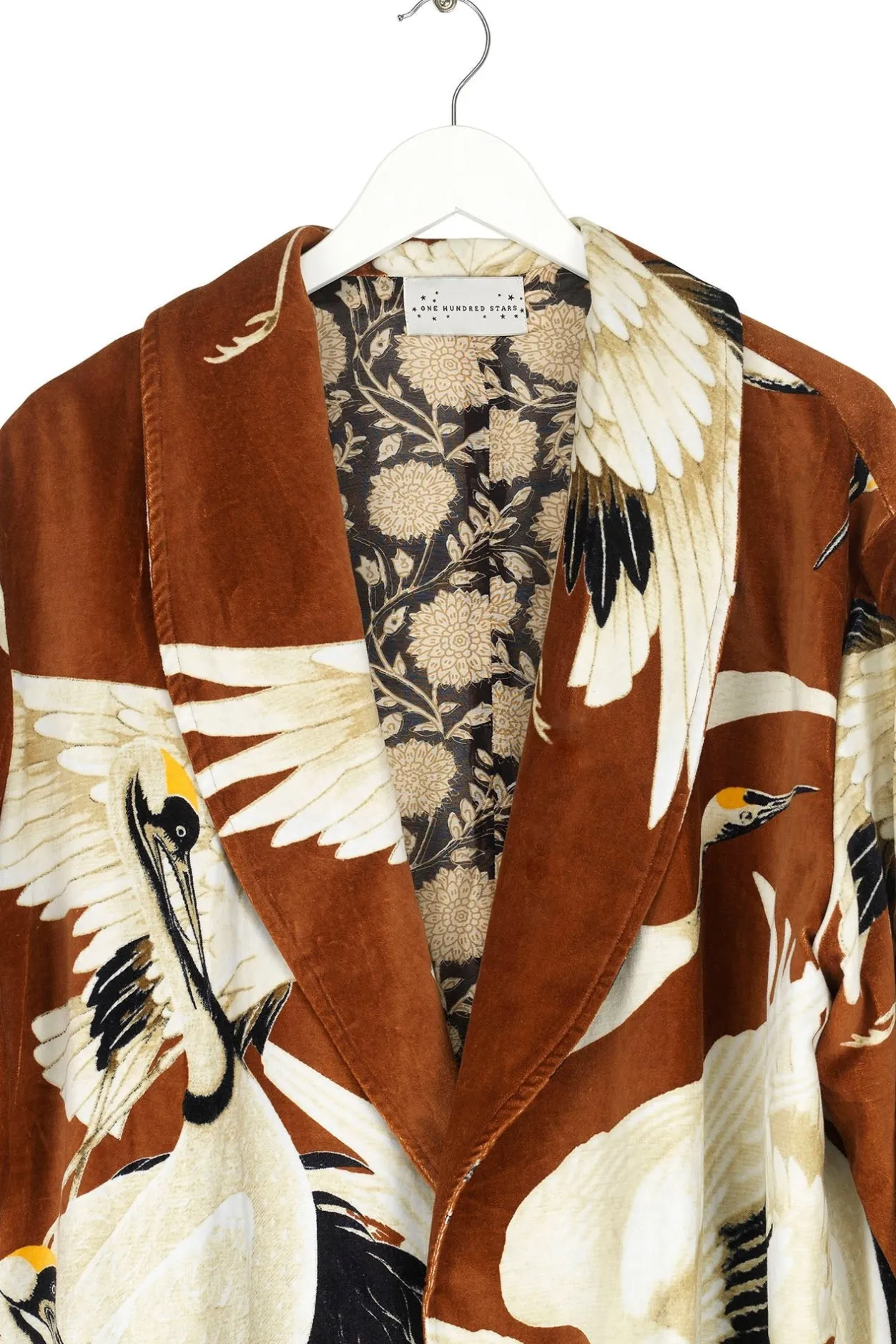 Women One Hundred Stars Stork Cigar Velvet Boyfriend Jacket