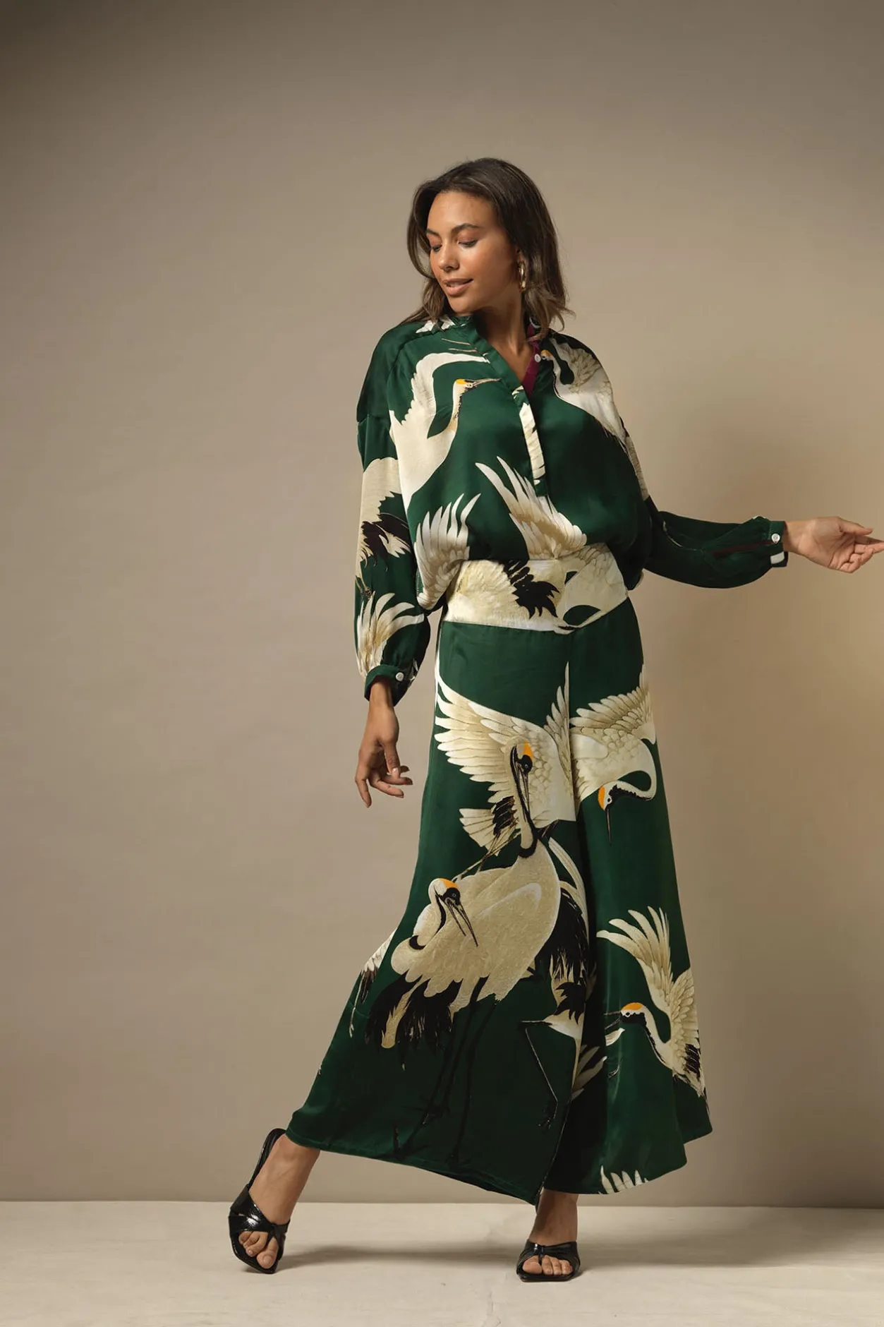 Women One Hundred Stars Stork Forest Green Darcy Shirt