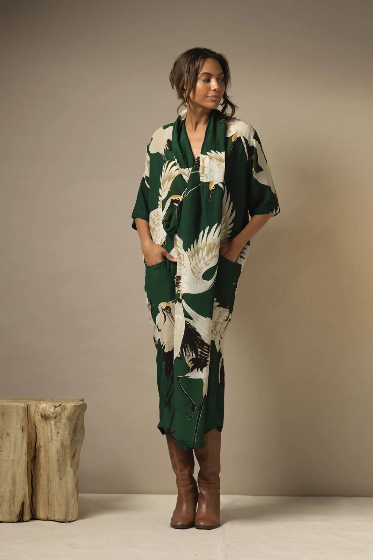 Women One Hundred Stars Stork Forest Green Rachel Dress