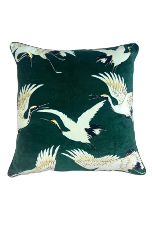 One Hundred Stars Stork Forest Square Velvet Cushion