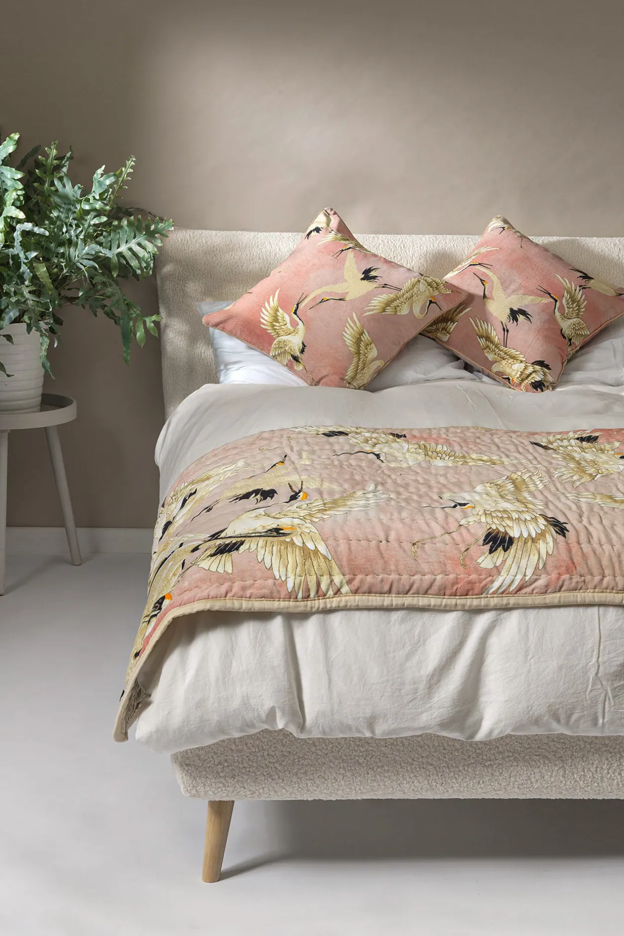 One Hundred Stars Stork Pink Velvet Throw