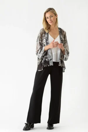 Women One Hundred Stars Sunburst Grey Kimono