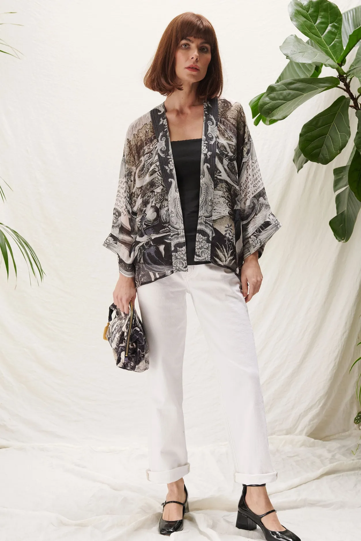 Women One Hundred Stars Sunburst Grey Kimono