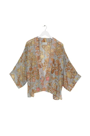 Women One Hundred Stars Tudor Rose Grey Kimono