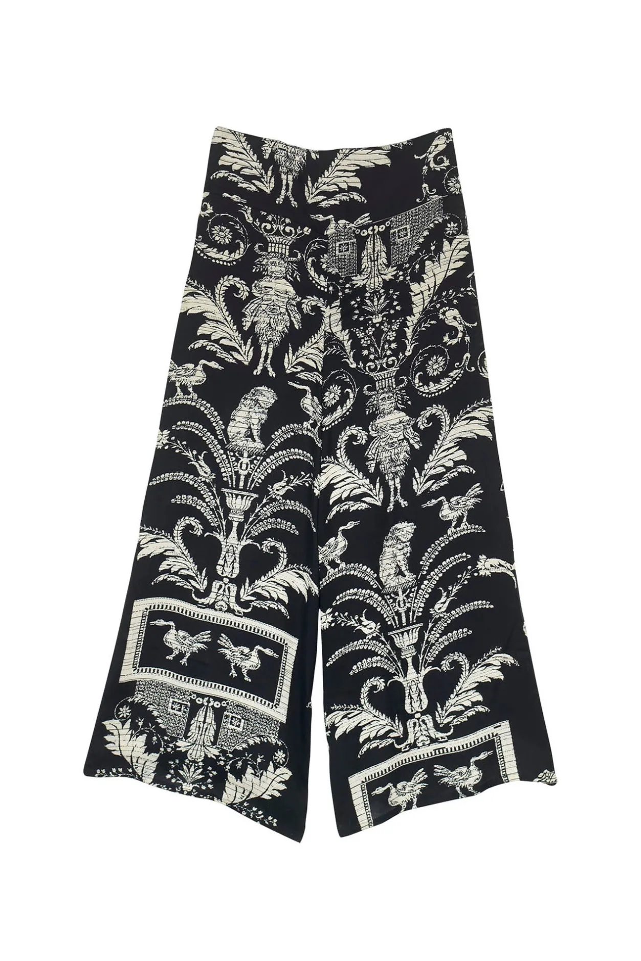 Women One Hundred Stars Vintage Damask Black Palazzo Pant