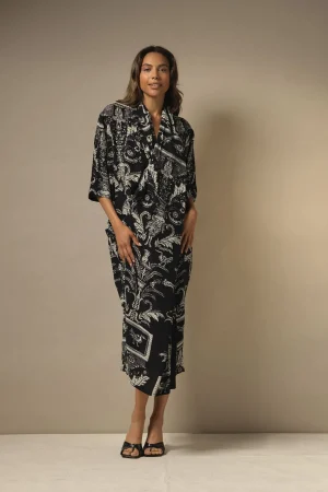 Women One Hundred Stars Vintage Damask Black Rachel Dress