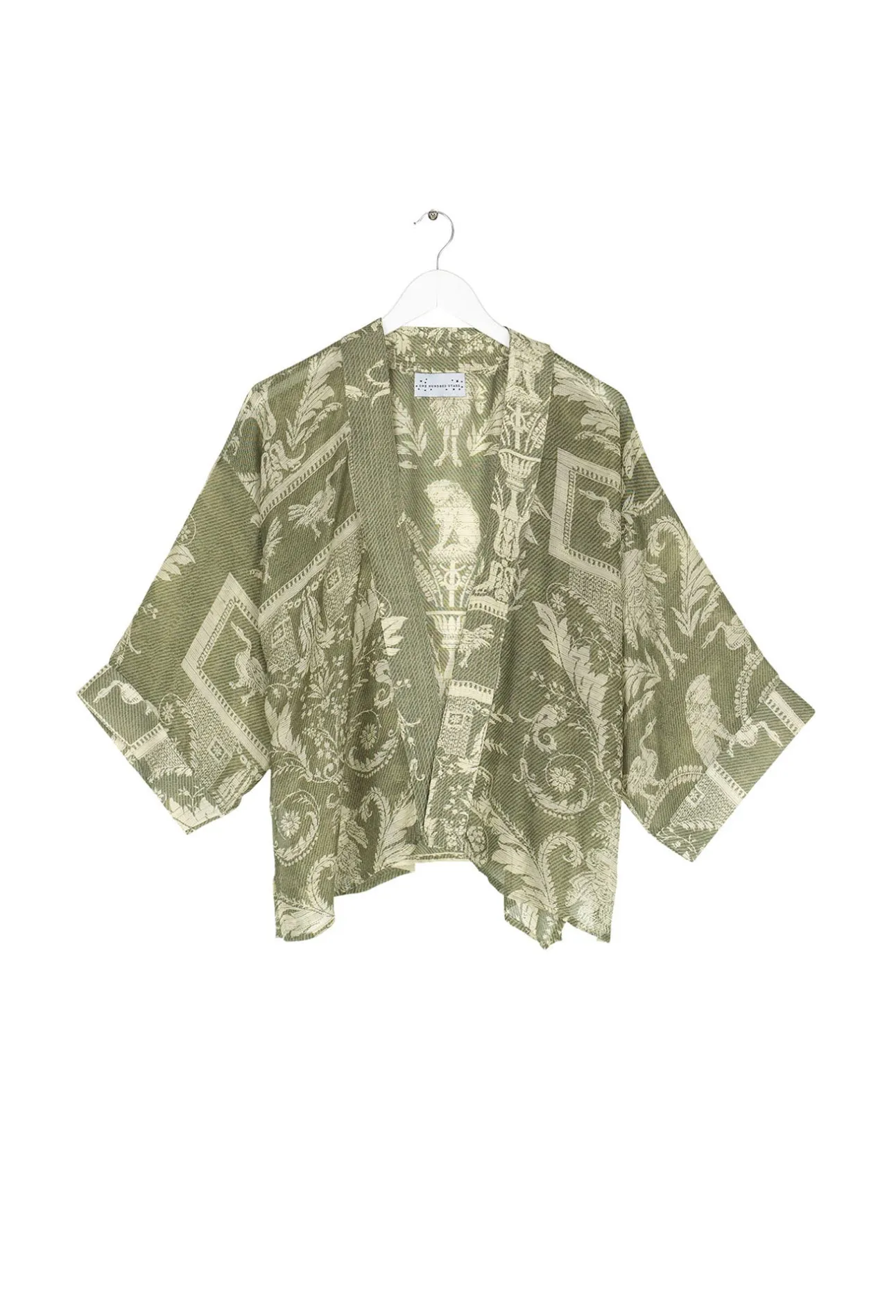 Women One Hundred Stars Vintage Damask Sage Kimono