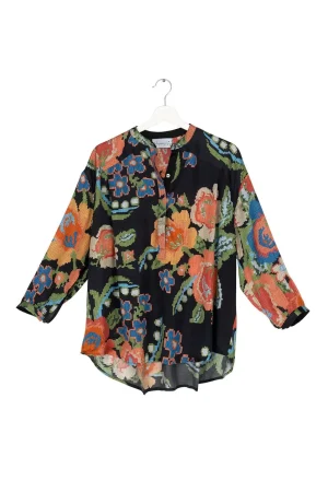 Women One Hundred Stars Woven Flower Black Darcy Shirt