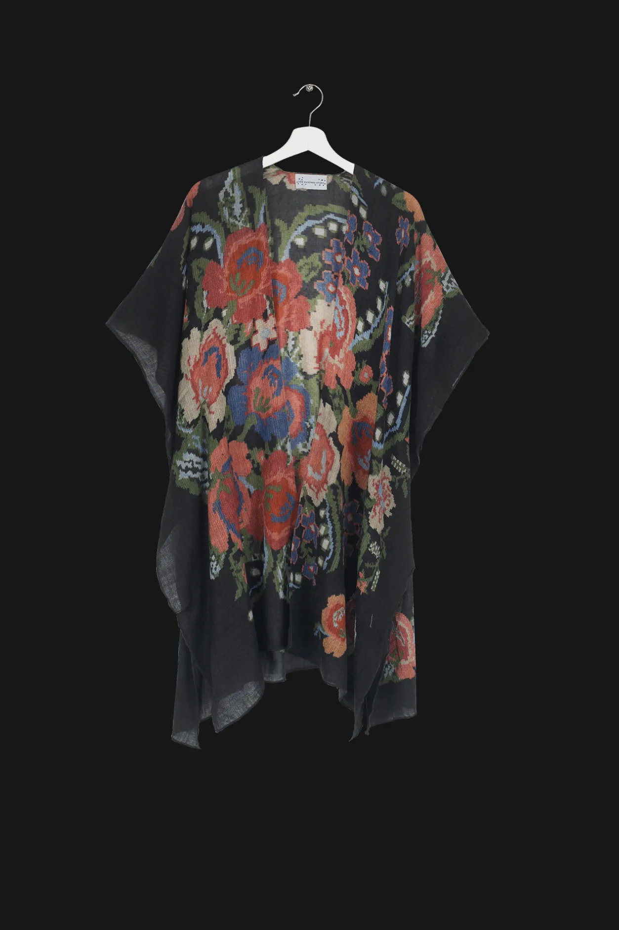 Women One Hundred Stars Woven Flower Black Wool Throwover