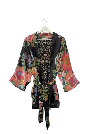 Women One Hundred Stars Woven Flower Black Wrap Jacket